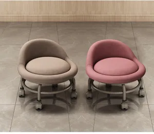 Kleiner Hocker mit Rollen gepolstert, moderner Schminkstuhl fur Zuhause in zwei stilvollen Farben.