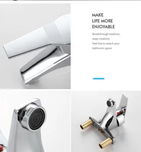 Modern chrome basin faucet swivel water tap hot and cold double hole bathroom sink hardware
