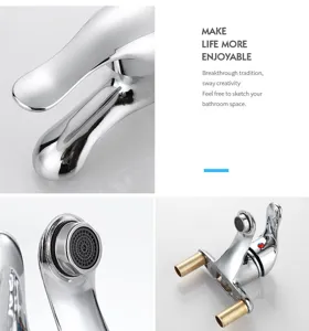 Wholesale double hole hot cold water basin faucet chrome rotating bathroom sink mixer tap