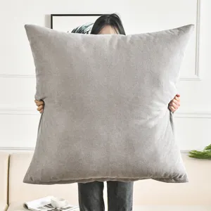 Extra large solid grey throw pillow cushion for sofa, bedroom, and living room decor.