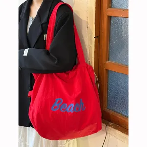 Koreanischer Stil Buchstaben-Print Große Kapazität Segeltuch Tragetasche Lässige Einfache Umhängetasche Studenten Tägliches Pendeln Handtasche