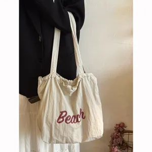 Koreanischer Stil Buchstaben Druck große Canvas Tote Bag lässige Schultertasche Alltag