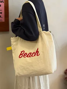 Koreanischer Stil große Kapazität Canvas Shopper lässige Umhängetasche mit Buchstaben.