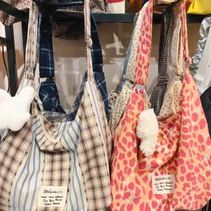 Koreanische rosa Leoparden Leinwand Tote Tasche, große Kapazität lässige Umhängetasche.