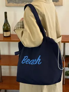 Koreanischer Stil große Kapazität Canvas Tragetasche mit Buchstaben, lässige Schultertasche.