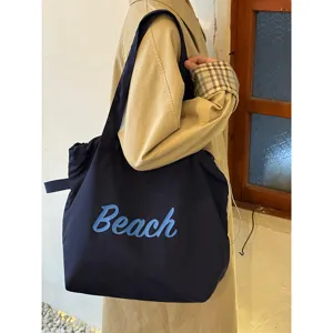 Koreanische große Kapazität Buchstabe Canvas Tote Bag lässige Pendler Schultertasche