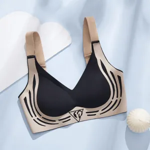 Sujetador Deportivo Sin Costuras para Mujer Push Up Talla Grande Bralette Sin Aros Diseño de Triángulo Invertido Nailon Transpirable