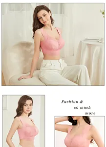 Vue detaillee de la bralette rose en dentelle sans armatures, soulignant le design.