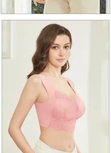 Soutien-gorge en dentelle grande taille sans armatures, gilet sous-vêtement confortable.