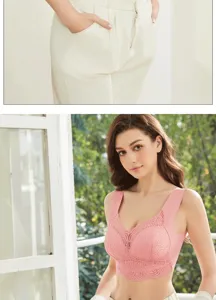 Détails du soutien-gorge en dentelle sans armatures avec bonnets fins et bretelles confortables.