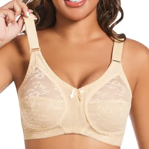 Plus Size Ultra-Thin Bra For Women Wireless Transparent Lace Full Cup Bralette Minimalist Sexy Comfortable Lingerie Underwear For Curvy Figure