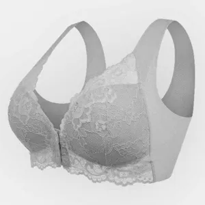 Reggiseno in pizzo con chiusura frontale taglia forte senza ferretto stile gilet