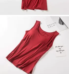 Caraco modal pour femmes avec soutien gorge intégré débardeur rouge basique été sexy