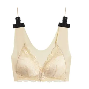 Reggiseno gilet in pizzo senza cuciture da donna, comodo intimo taglie forti vista principale.