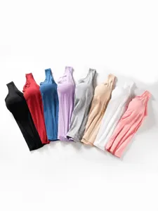 Débardeur rembourré en modal pour femme, haut sans couture avec soutien-gorge, 8 couleurs.