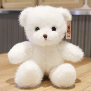 White teddy bear plush toy 8-inch soft stuffed animal doll cute gift for kids birthday.