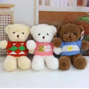 Cute dressed teddy bear plush toys set, soft stuffed animal dolls for kids birthday gifts.