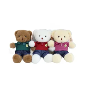 Cute dressed teddy bear plush toy set, soft stuffed animal doll gift for kids and girls.