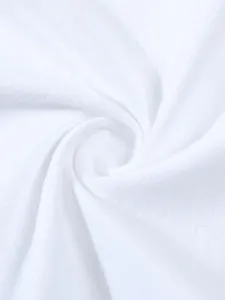 White linen fabric detail close-up, showing soft texture and fine weave for summer shirts.