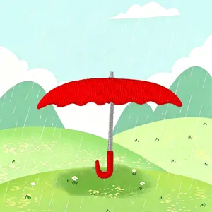 Red umbrella embroidery patch design, cute decorative patch for clothing, bags and hats.