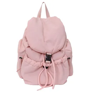 Sac à dos décontracté minimaliste à cordon pour femme et étudiant, cartable rose élégant.
