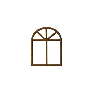 Brown arch window embroidery patch DIY clothing accessory decorative badge iron on