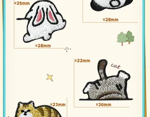 Jolis patchs brodés d'animaux de dessin animé DIY accessoires de vêtements coréens