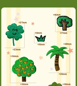 Koreanischer Stil Cartoon Pflanzen Stickerei Aufnäher DIY Wald Baum Kleidung Zubehör
