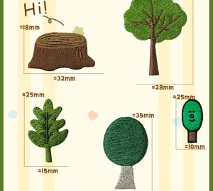 Koreanische Cartoon Pflanze Stickerei Patches Set, niedliche Waldstil Baum Kleidung.