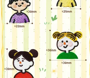 Jolis patchs brodés de filles de dessin animé pour bricolage de vêtements, beaux écussons.