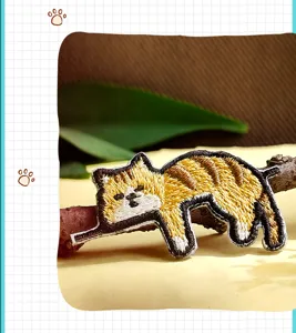 Joli patch brodé chat de dessin animé pour accessoires de vêtements DIY, style coréen.