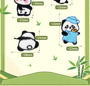Süßes Cartoon Panda Stickerei Aufnäher Set mit verschiedenen Posen für DIY Kleidung Reparatur.