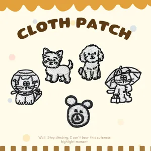 Cute Cartoon Animal Embroidery Patches Iron On Rayon Cute Dog Cat Bear Applique DIY Clothes Repair Decorative Patches