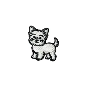 Cute dog embroidered patch DIY clothing accessories, black and white cartoon animal iron on patch.