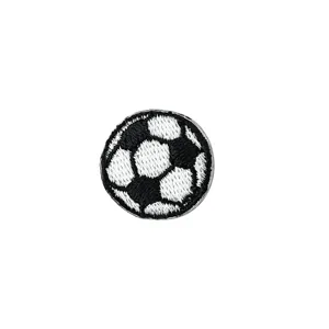 Classic black and white soccer football embroidered patch, ideal for DIY clothing decoration.