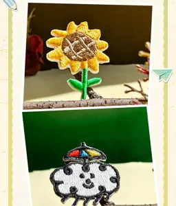 Cute DIY embroidered sunflower and cloud umbrella patches for clothing hats and toys decoration.