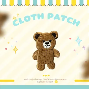 Cute brown teddy bear embroidered cloth patch DIY apparel clothing repair badge sticker