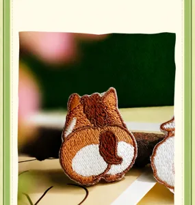 Mignon patch brodé de fesses d'animal, accessoire de vêtement DIY 3D multicouche.
