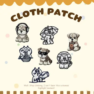 DIY Cute Cartoon Animal Dog Cat Embroidered Cloth Patch Applique Iron-On Badge For Clothes Hat Shoes Bag Decoration