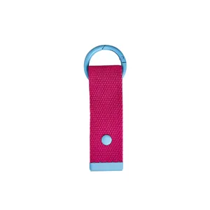Buntes gewebtes Stoff-Schlüsselband mit blauem Metallkarabiner, süßer Taschenanhänger.