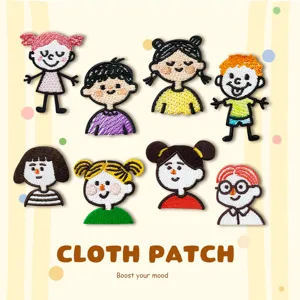 DIY Mignon Personnage de Dessin Animé Broderie Écusson Thermocollant Badge en Tissu Pour Vêtement Sac Artisanat Décoratif