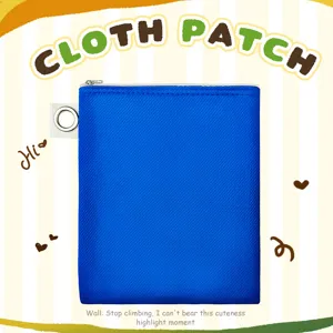 Pochette zippée en toile bleue pour le rangement portable de pièces et de petits objets.