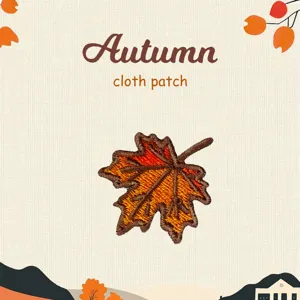 Autumn maple leaf embroidered cloth patch DIY decorative apparel accessory for jackets bags jeans