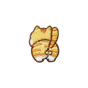 Mignon chat dessin animé fesses broderie patch DIY animal vêtements badge repasser sur sac
