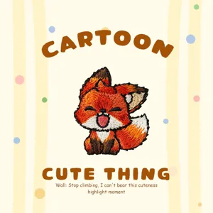 Süßer Cartoon Fuchs Bestickter Aufnäher Tier Bügelbild Abzeichen Applikation Für Kleidung Rucksäcke DIY