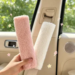 Car Seat Belt Shoulder Pad Soft Teddy Velvet Protective Cover Universal Auto Interior Accessories Comfort Anti-Chafing Pad