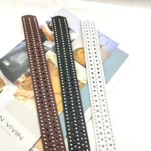 PU leather star cutout studded belt punk hip hop style casual jeans decorative waist belt