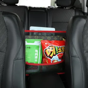 Car seat back organizer mesh pocket between front seats multi-functional storage net bag