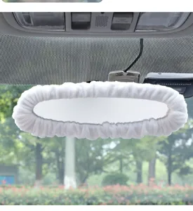 Copertura per specchietto retrovisore auto in peluche bianca decorazione soffice