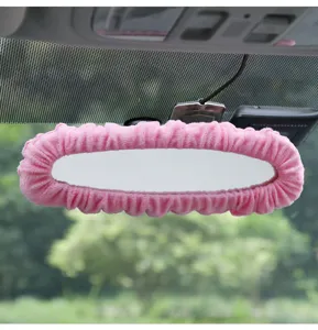 Copertura specchietto retrovisore auto in peluche rosa accessorio di protezione chic